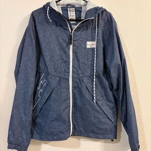 Billabong Windbreaker Jacket Blue Zip Up Hooded Lightweight Size Small